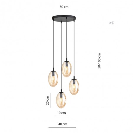 Lampe de plafond Celeste Ambre (4 lumieres)