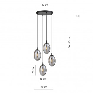 Lampe de plafond Celeste Graphite (4 lumieres)