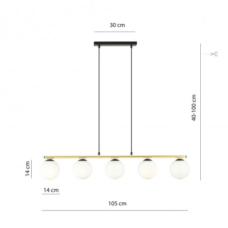 Lampe de suspension Etisa Noir (5 lumieres)