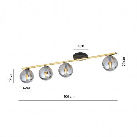 Reglette de plafond Valenti Graphite (4 lumieres)