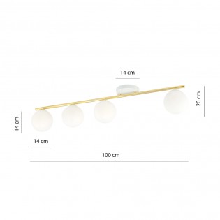 Reglette de plafond Valenti II Opale (4 lumieres)