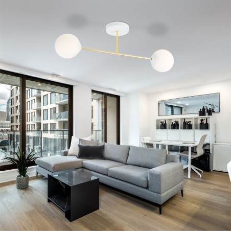 Plafonnier Mendra II Opale (2 lumieres)