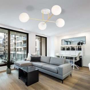 Plafonnier Mendra II Opale (4 lumieres)