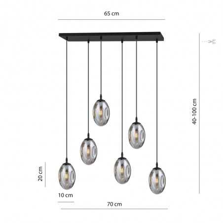 Lampe de suspension Celeste Graphite (6 lumieres)