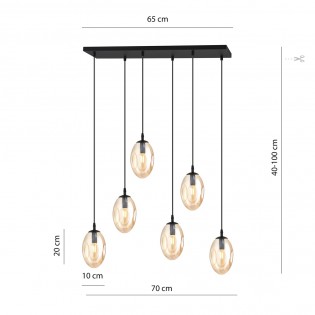 Lampe de suspension Celeste Ambre (6 lumieres)