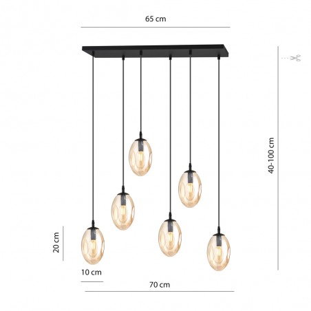 Lampe de suspension Celeste Ambre (6 lumieres)
