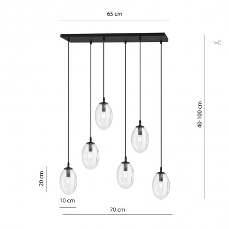 Lampe de suspension Celeste Transparent (6 lumieres)