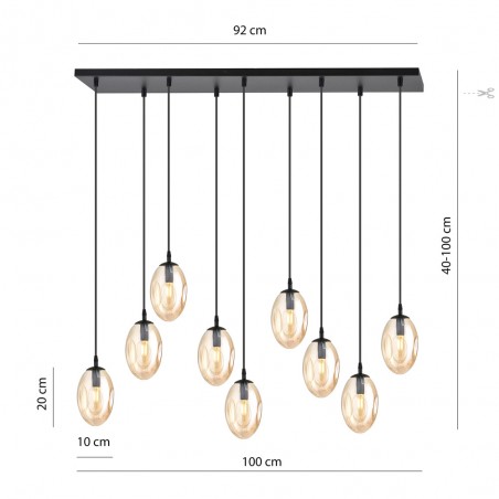 Lampe de suspension Celeste Ambre (9 lumieres)
