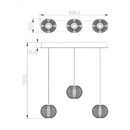 Regletté de plafond LED Cintra (3x4.7W)
