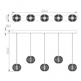 Regletté de plafond LED Cintra (5x4.7W)