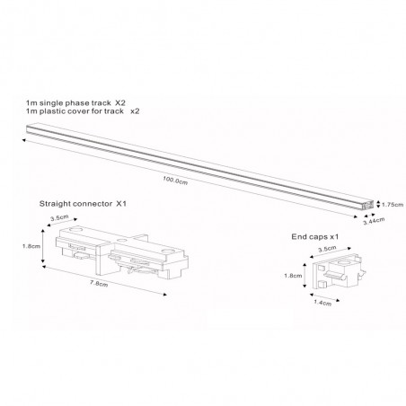 Rail monophasé TRACK Basic Set (2 mètres)