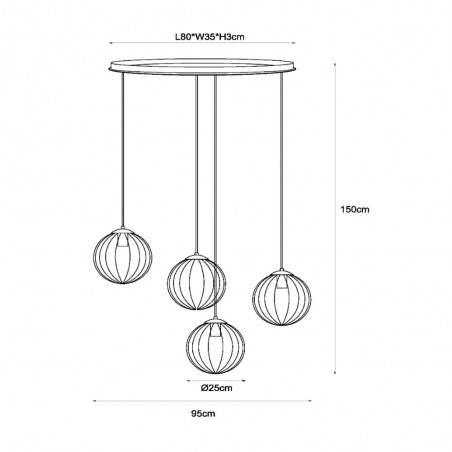 Lampe de suspension Monsaraz (4 lumieres)