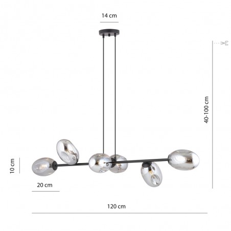 Lampe de plafond Bimala Graphite (6 lumieres)
