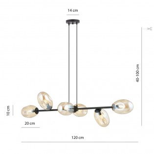 Lampe de plafond Bimala Ambre (6 lumieres)