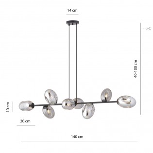Lampe de plafond Bimala Graphite (8 lumieres)