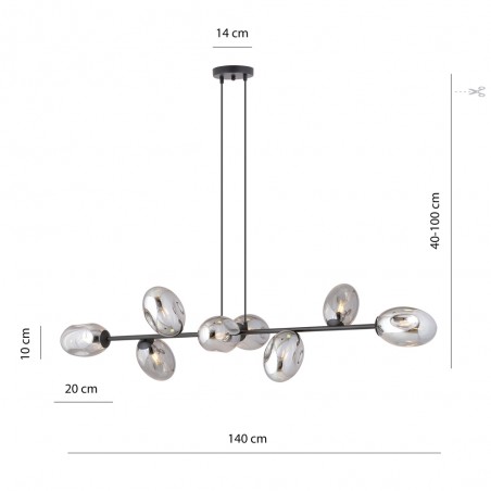 Lampe de plafond Bimala Graphite (8 lumieres)