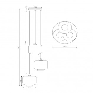 Lampe de suspension Medine Fumee (3 lumieres)