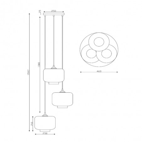 Lampe de suspension Medine Fumee (3 lumieres)