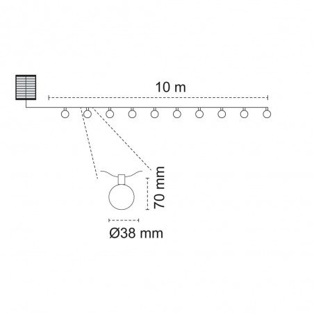 Guirlande extérieure LED avec panneau solaire (5W)