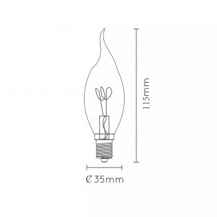 Ampoule à filament LED E14 Ambre CT35 (3W)