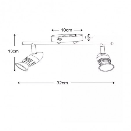 Regletté de plafond Caro LED (2x5W)