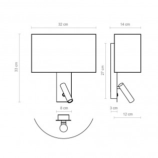 Applique avec lecteur LED Corba Tissu Coton (3W)