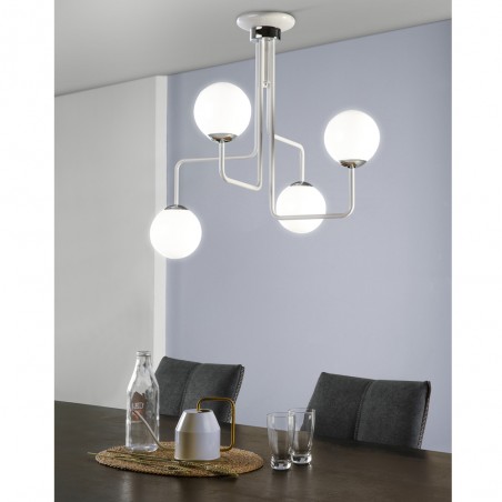 Plafonnier Moteo Blanc (4 lumieres)