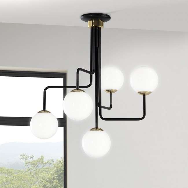 Plafonnier Moteo Noir (5 lumieres)