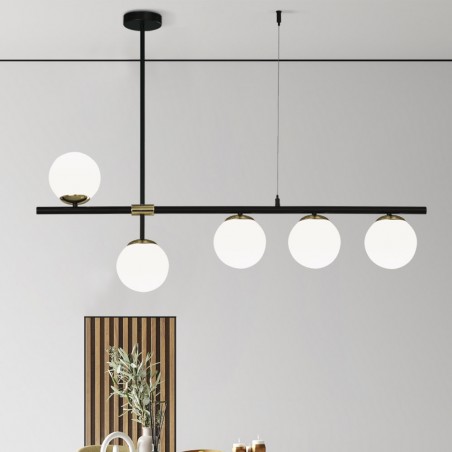 Lampe suspendue Merasi Noir-Or (5 lumières)