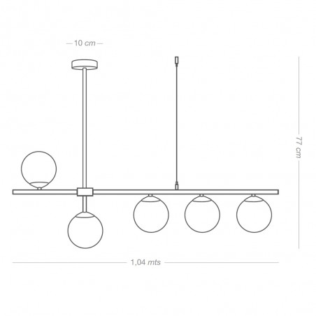 Lampe suspendue Merasi Noir-Or (5 lumières)
