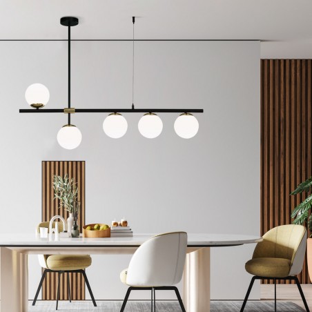 Lampe suspendue Merasi Noir-Or (5 lumières)
