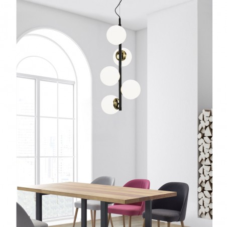 Lampe de plafond Merasi Noir-Or (5 lumieres)
