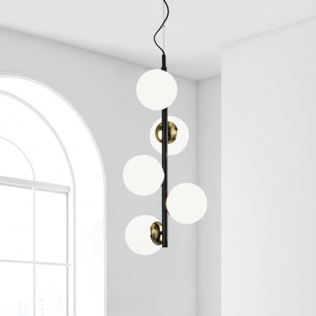 Lampe de plafond Merasi Noir-Or (5 lumieres)
