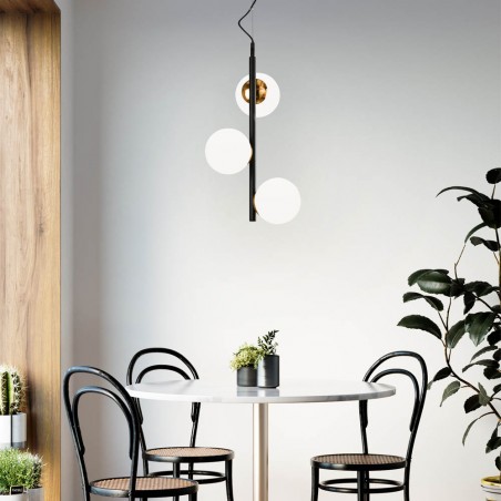 Lampe de plafond Merasi Noir-Cuivre (3 lumieres)