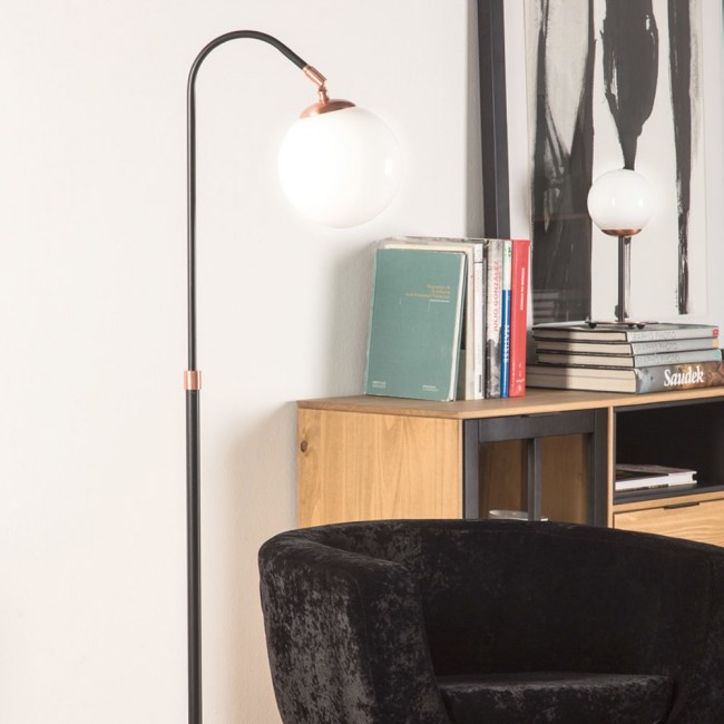 Lampadaire Rodisa Noir-Cuivre
