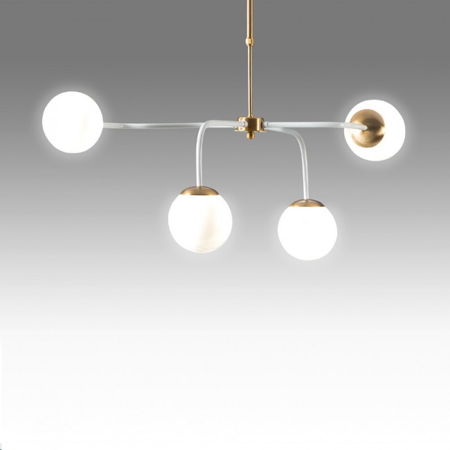 Lampe de plafond Rodisa Blanc-Or (4 lumieres)