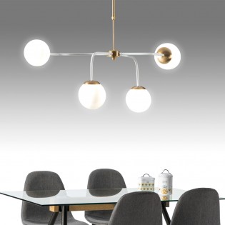 Lampe de plafond Rodisa Blanc-Or (4 lumieres)