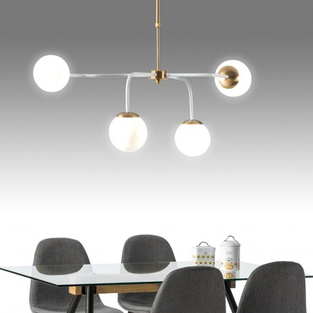 Lampe de plafond Rodisa Blanc-Or (4 lumieres)