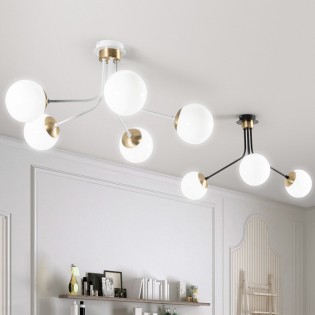 Plafonnier Rodisa Blanc-Or (5 lumieres)