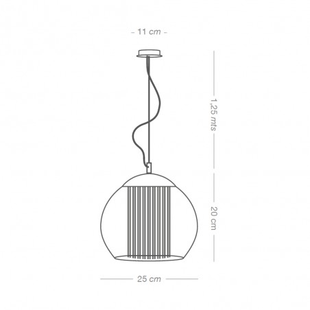 Lampe de suspension Bola Corda Argent 25