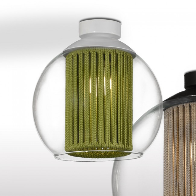 Plafonnier Bola Corde Vert 25