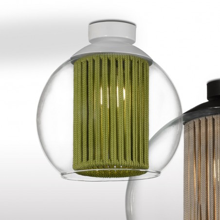 Plafonnier Bola Corde Vert 25