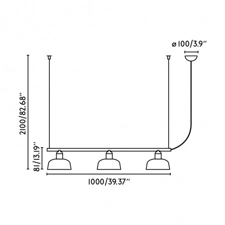 Suspension linéaire Tatawin S (3 lumières)