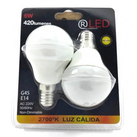 Pack 2x Ampoules LED 6W E14 