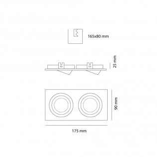 Encastré de plafond Helium (2 lumieres)