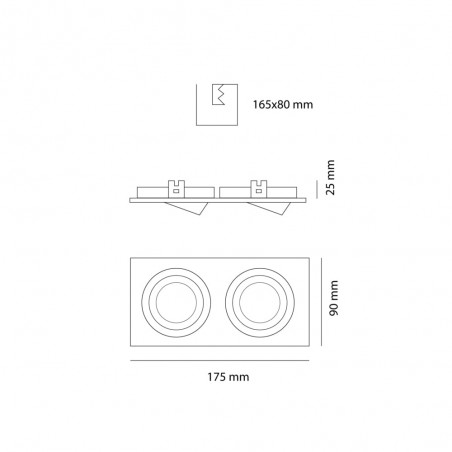 Encastré de plafond Helium (2 lumieres)