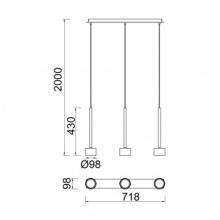 Regleta de techo Tonic (3 luces)