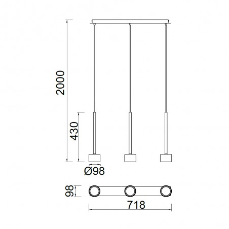 Regleta de techo Tonic (3 luces)