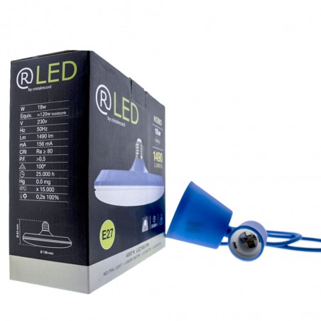 Porte-lampe + Ampoule Bleu