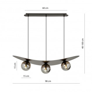 Lampe de plafond Camerino Graphite (3 lumieres)